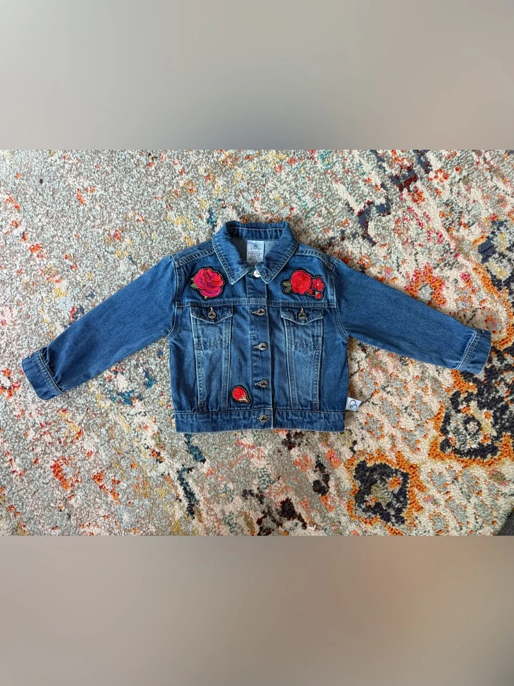 Disney Princess Beauty & the Beast Belle Embroidered Rose Denim Jacket 4T 110